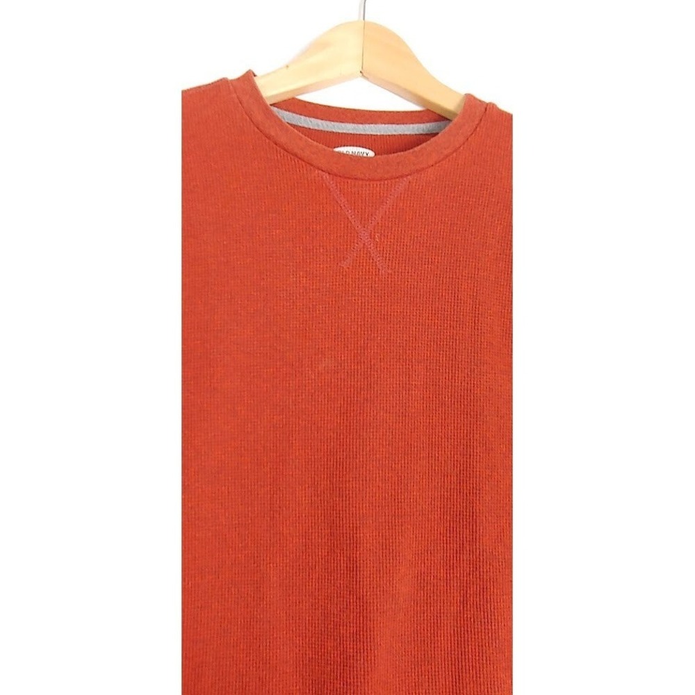 Old Navy Mens Orange Waffle Knit Sweater S Thermal Long Sleeve Soft-Wash  Cozy - Picture 3 of 8
